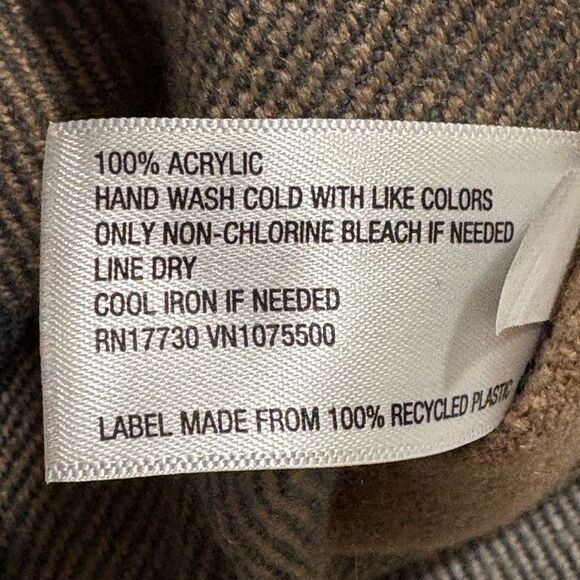 A New Day Poncho Flannel Fringe Plaid Women’s OS Cream Tan Brown Gray. - Picture 10 of 11